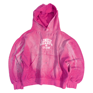 ALL OVER RHINESTONE HOODIE - PINK