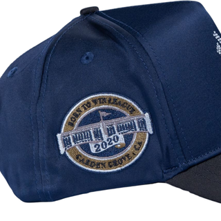NY CRYSTALS HAT- NAVY/ BLACK- SATIN