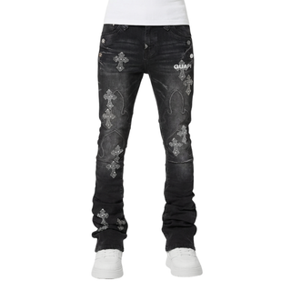 OBSIDIAN BLACK FADED CROSS DENIM