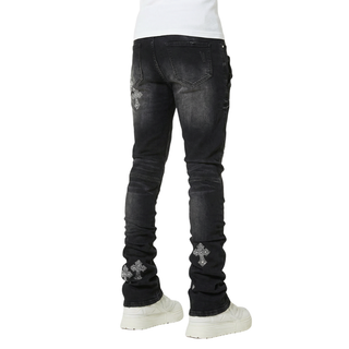 OBSIDIAN BLACK FADED CROSS DENIM