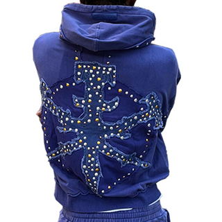 STUDDED FLEECE- NAVY
