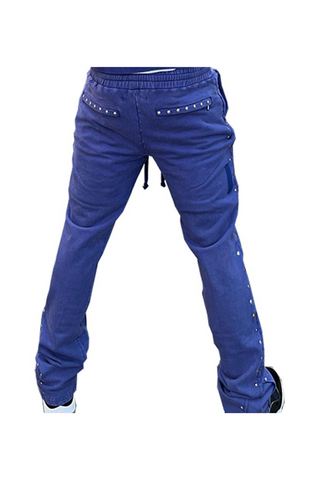 STUDDED FLEECE JOGGER- NAVY