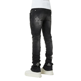 OBSIDIAN BLACK FADED CROSS DENIM
