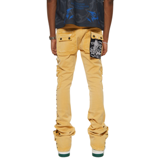STUDDED WARRIOR CARGO FLARE FIT DENIM