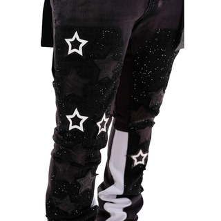 FLARE DENIM W/ STAR & RHINESTONE DETAILS