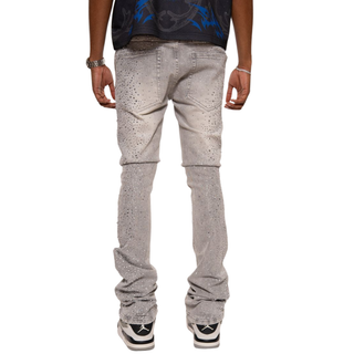 RHINESTONE FLARED DENIM