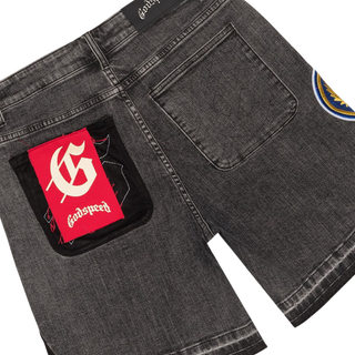 PATCHWORK DENIM SHORTS V2- GREY