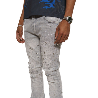 RHINESTONE FLARED DENIM