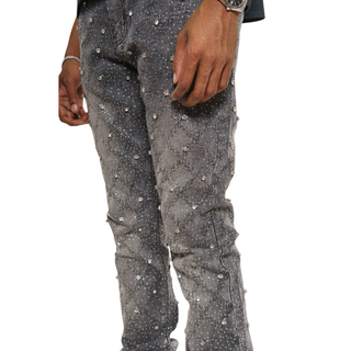 RHINESTONE FLARE DENIM