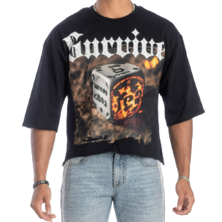 OVERSIZE CROP TEE- BLACK