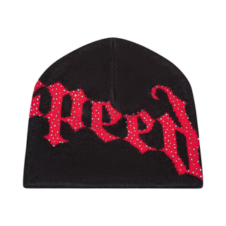 OG LOGO STUDDED BEANIE- BLACK/RED