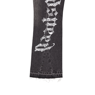 OG LOGO FLARED DENIM PRINTED- GREY WASH