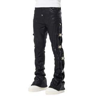 OBSIDIAN BLACK BUCKLER LEATHER PANT