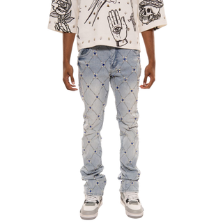 RHINESTONE EMBELLISHED FLARE DENIM