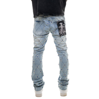 RHINESTONE EMBELLISHED FLARE DENIM