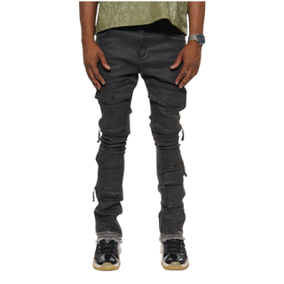 WAX COATED FLARED DENIM
