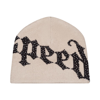 OG LOGO STUDDED BEANIE- CREAM/BLACK