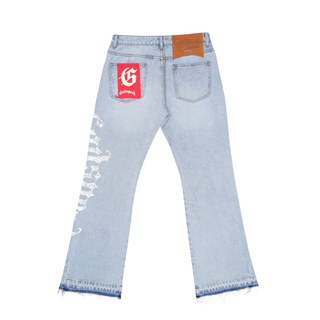 OG LOGO FLARED DENIM PRINTED- BLUE
