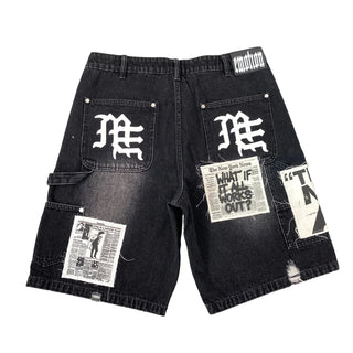 Black “AI” Denim Shorts