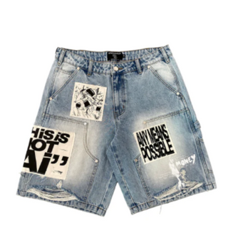 Blue “AI” Denim Shorts