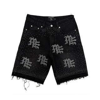 Black “ME” Rhinestone Denim Shorts